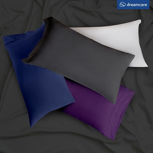 DreamCare Queen Pillow Cases Set of 2 - Grey Microfiber Envelope Closure