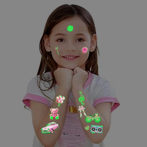 Glow in the Dark Pink Temporary Tattoos 90+ Pcs Party Favors