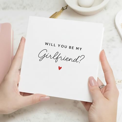 Will You Be My Girlfriend Card - Romantic Minimalist Proposal Note