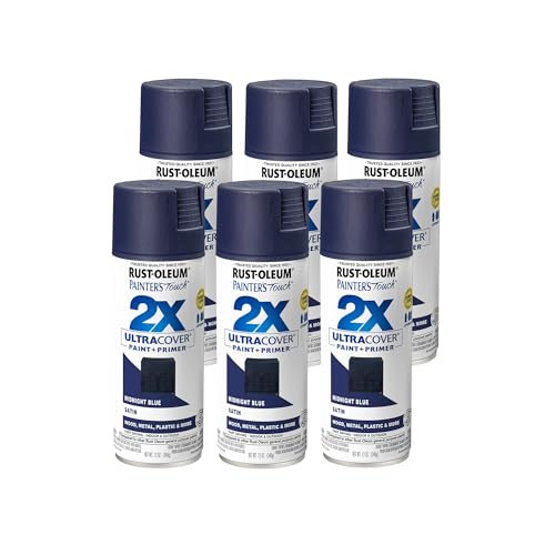 Rust-Oleum Painter's Touch 2X Ultra Cover Spray Paint, Satin Midnight Blue, 6-Pack