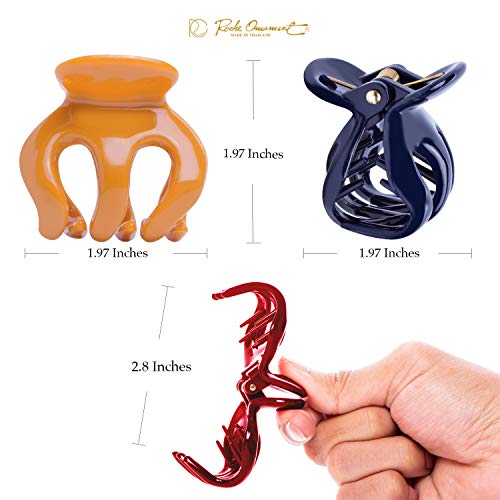 RC ROCHE 6-Pack Octopus Hair Claw Clips Medium Pumpkin Shape for Thick Hair