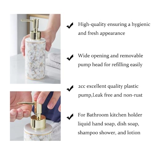 AORTULL Ceramic Soap Dispenser for Bathroom & Kitchen - Gold