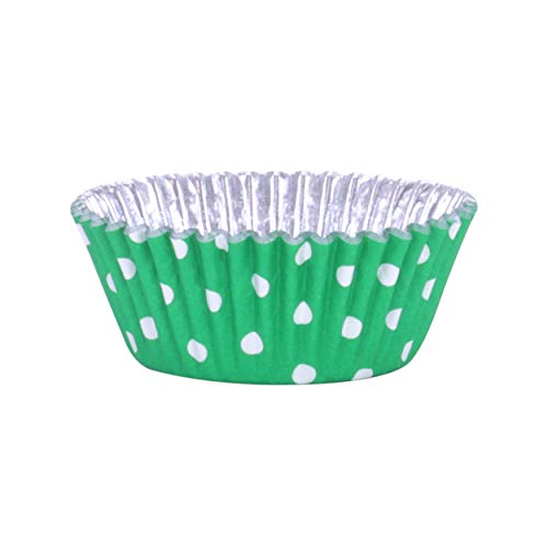 PME Green Polka Dot Baking Cups - Foil Lined, Pack of 30