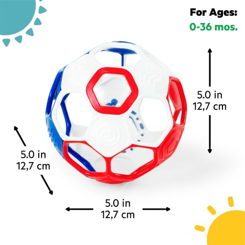 Bright Starts Oball Grippin' Goals Rattle Soccer Ball - Easy Grasp Toy for Babies