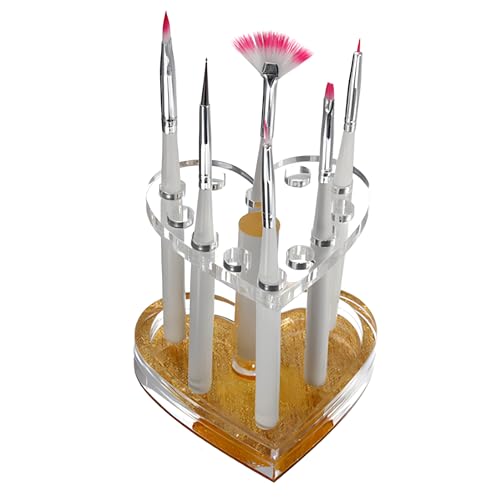 YOFAN Heart-Shaped Acrylic Makeup Brush Holder - 12-Slot Vanity Organizer