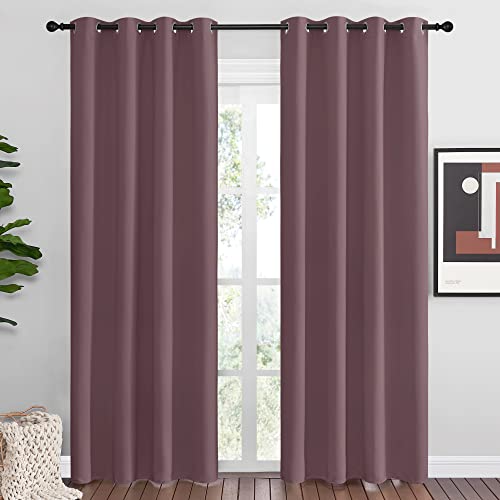 NICETOWN Dry Rose Blackout Curtains 55"W x 86"L (2 Panels) - Soundproof & Thermal Insulated