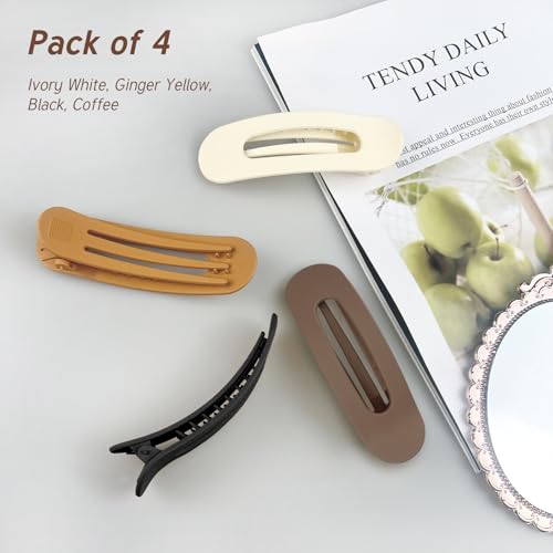 Jaasuee Large Flat Hair Claw Clips for Thick and Thin Hair - 4 Pack