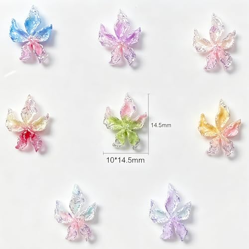Tephrent 150Pcs 3D Flower Nail Charms Resin Floral Rhinestones for DIY Nail Art