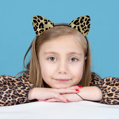 Kicosy Glitter Cat Ears Headband Sparkly Kitty Hair Hoop for Costumes