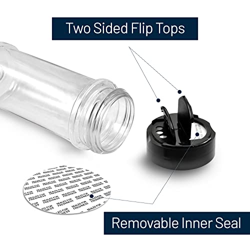 5.5oz Plastic Spice Jars with Black Cap - Set of 6 Containers
