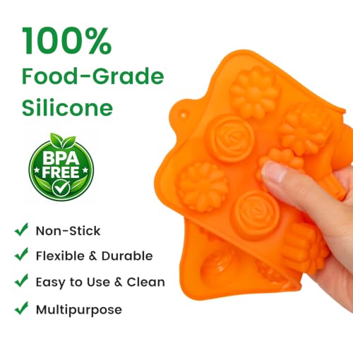 Silicone Flower Chocolate Candy Molds 6-Pack for Baking and Crafting