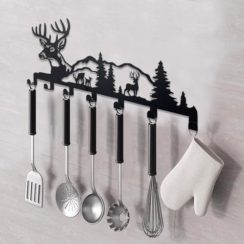 Deer Metal Key Holder for Wall - 7-Hook Decorative Entryway Key Organizer