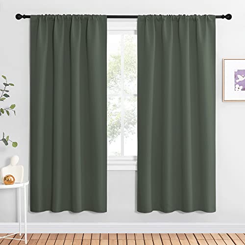 NICETOWN All Season Thermal Blackout Curtains Dark Mallard 42x72 Inch 2 Panels