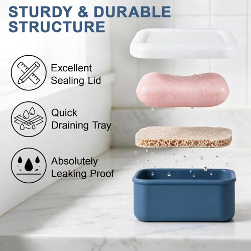 Portable Silicone Soap Case with Lid for Travel & Camping