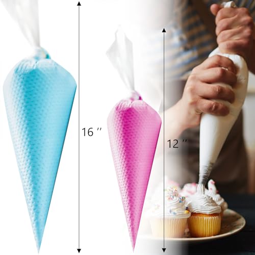 200 PCS Tipless Piping Bags - 12 & 16 Inch Disposable Pastry Bags for Cake Decorating