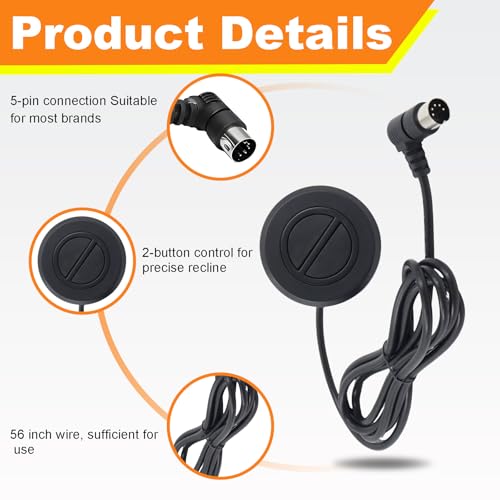 Electric Recliner Switch Replacement with 5-Pin Plug – 2-Button Control