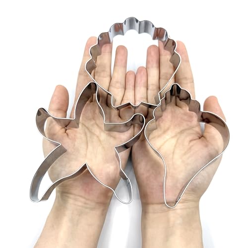 LILIAO Ocean Cookie Cutter Set - 3-Piece Starfish, Seashell & Conch