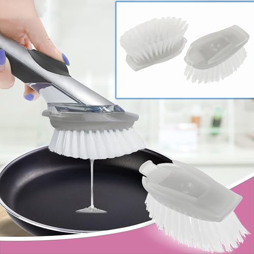 4-Pack Grey Soap Dispensing Dish Brush Refills for Kitchen & Bathroom
