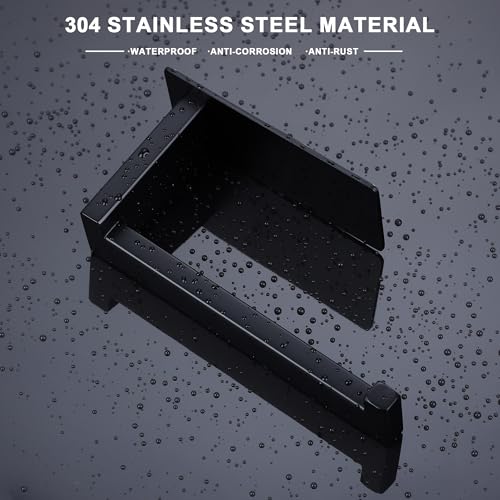 LANC Matte Black Self-Adhesive Toilet Paper Holder - Right-Facing Wall Mount