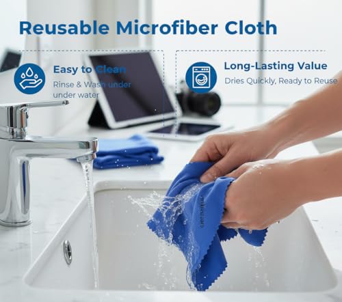 Gadgetime USA Reusable Microfiber Cloth - Soft Blue Wipes for Glasses & Screens