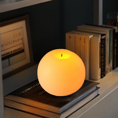Ivory Flameless Candles with Remote & Timer - 4-Inch LED Battery Operated Round Candle 2 Pack for Christmas & Home Decor