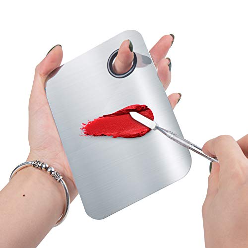 ALIOBC Stainless Steel Makeup Mixing Palette and Spatula Tool for Foundation