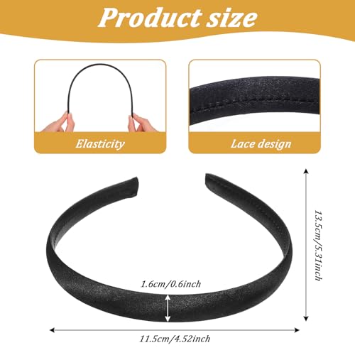 2 Pcs Soft Satin Headband Black and White Fashion Elastic Hairband