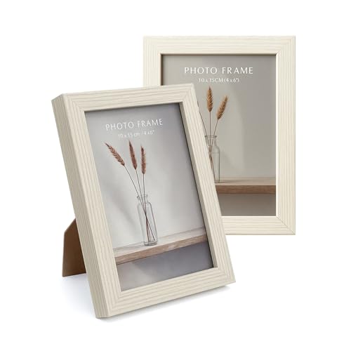 Set of 2 White 4x6 Picture Frames with High Definition Glass