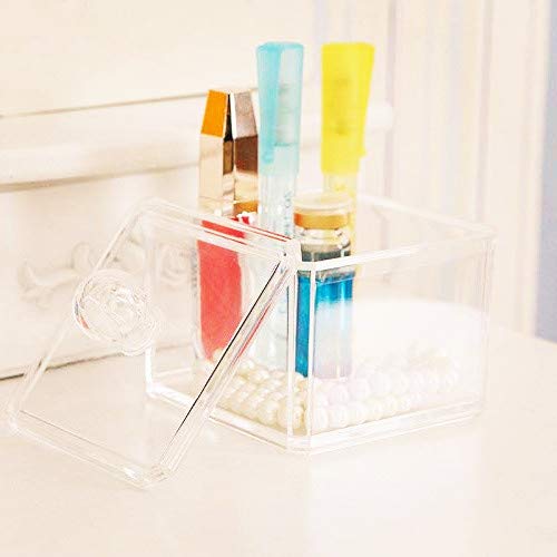 KW Collection Square Acrylic Cotton Swab & Makeup Organizer - Clear, 1 Pack