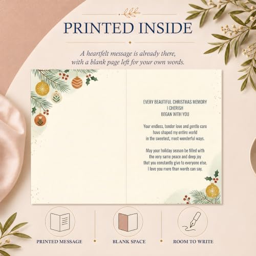 Christmas Card Gift for Mom with Tree and Tea Cups - Silver
