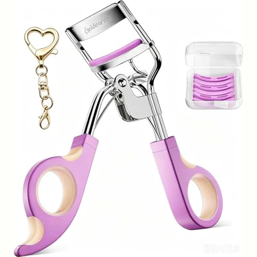 Goldenrich Ergonomic Eyelash Curler with 10 Replacement Pads & Charm