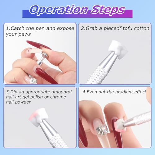 GASRONS Soft Nail Sponges 150PCS with Grabbing Pen and Brush for Ombre