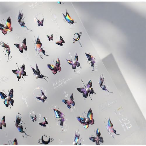 Purple Butterfly Nail Stickers - 3D Self-Adhesive Pearl Designs