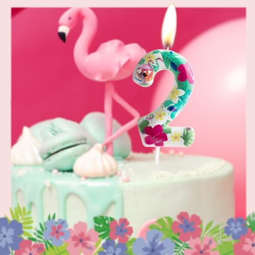Flamingo Number 8 Birthday Candle Cake Topper - Tropical Party Decor