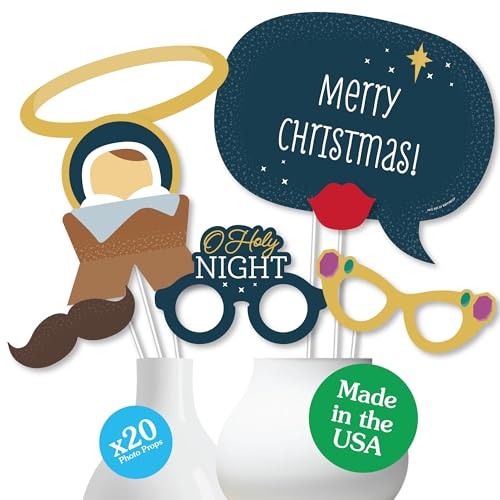 Religious Nativity Scene Photo Booth Prop Kit - 20 Pieces for Christmas