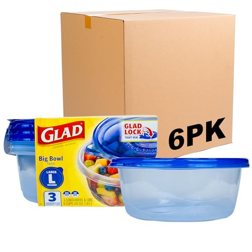 GladWare Big Round Food Storage Containers 48 oz, 3 Pack - Includes 18 Count Variant