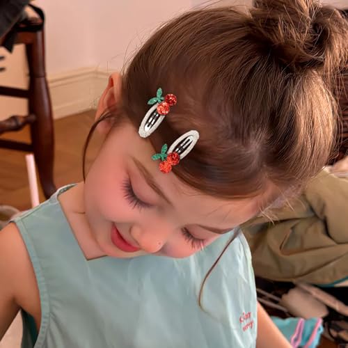 ZOONAI Glitter Cherry Hair Clips for Baby Girls Cute Cartoon Headwear 2Pcs