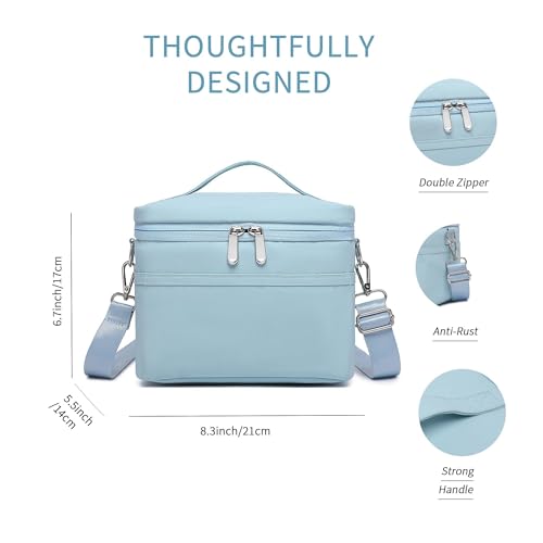 Sorozien Small Blue Insulated Lunch Bag 4L Waterproof Lightweight Cooler for Women