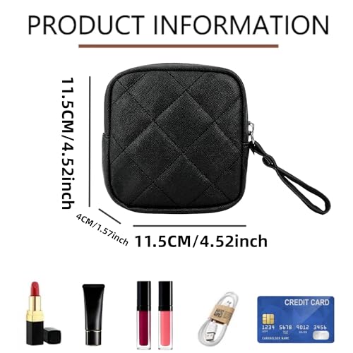 Small PU Leather Makeup Bag with Handle - Portable Mini Cosmetic Pouch
