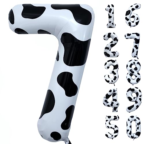 Giant Cow Print Number 7 Balloon for 7th Birthday Party