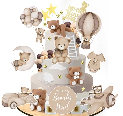 16Pcs Bear Baby Shower Centerpieces for Cake Table Decorations
