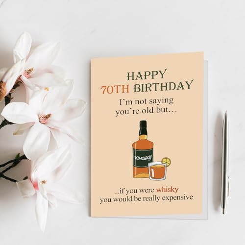 Funny 70th Birthday Card for Whiskey Lovers | Qiliji