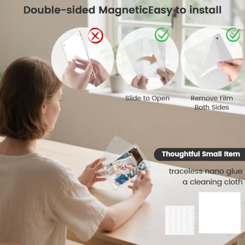 DomeStar 4x6 Magnetic Acrylic Picture Frames for Fridge - 4 Pack