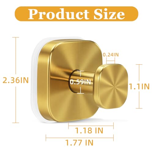 Gold Suction Cup Hooks for Shower - Heavy Duty No Drill Towel Holders, 4 Pack