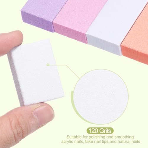 HARFINGTON 10pcs Nail Buffer Blocks 120 Grit Sanding Sponges White