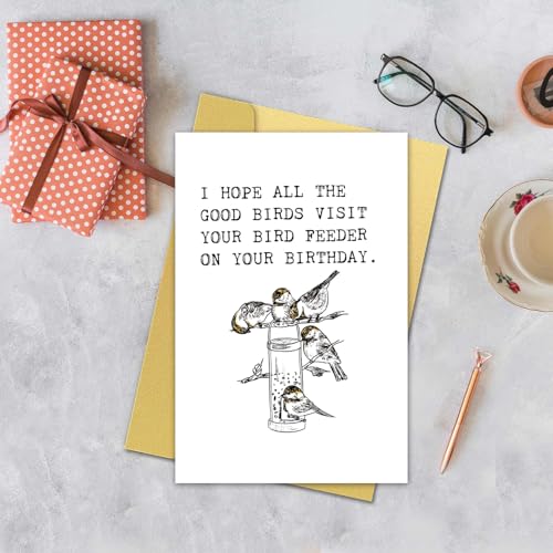 HCIU6YGQ Funny Bird Feeder Birthday Card - Variation #1 for Bird Lovers