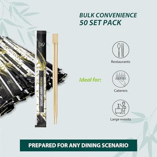 Soeos 9-Inch Disposable Bamboo Chopsticks, Individually Wrapped - 500 Sets