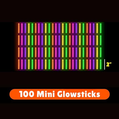 PartySticks 100 Pack Mini Glow Sticks - Neon Light Party Favors & Easter Decorations