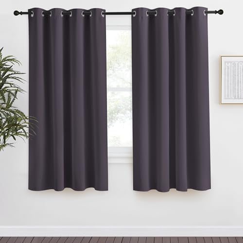 NICETOWN Blackout Curtain, 55"W x 57"L Greyish Purple Thermal Grommet Panel