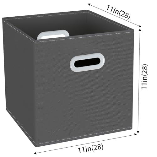 Foldable Fabric Storage Cubes with Handles - Set of 3, 11x11x11, Gray